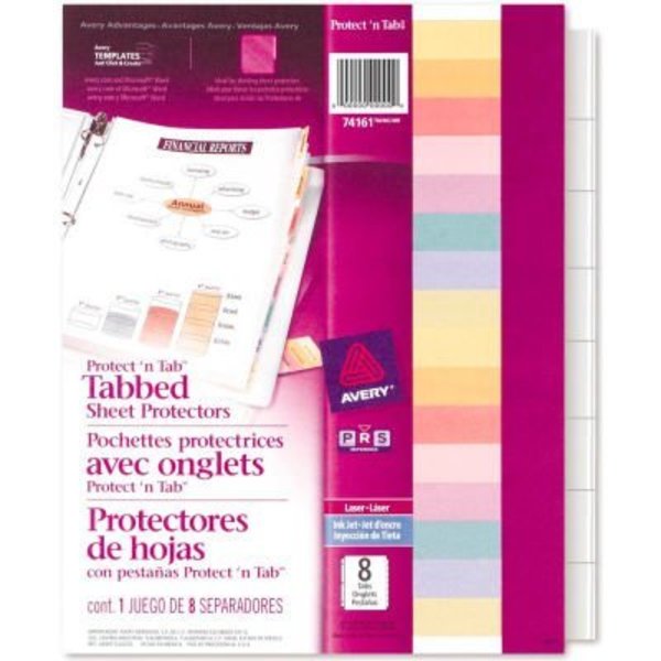 Avery Dennison Avery® Protect 'n Tab Top Loading Sheet Protector, 8-1/2"W x 11"H, Clear, 8 Tabs/Set 74161